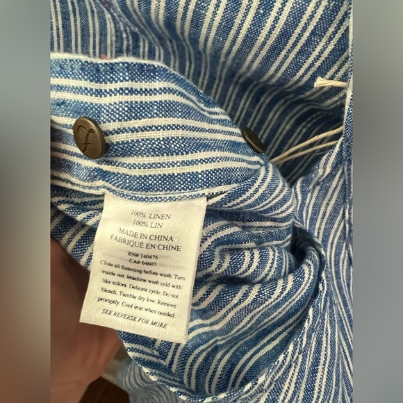 New Faherty Linen Mechanic Overall in Railroad Stripe Size XXS - Picture 11 of 12